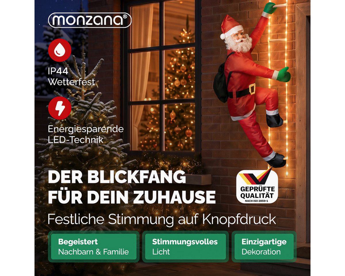 monzana Weihnachtsmann, 100 LEDs XXL 240cm für In-/Outdoor Timer 8 Leuchtfunktionen Dimmbar – Bild 2 von 5