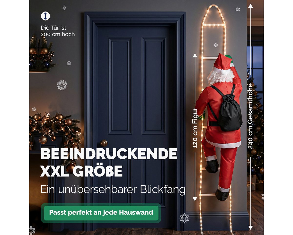 monzana Weihnachtsmann, 100 LEDs XXL 240cm für In-/Outdoor Timer 8 Leuchtfunktionen Dimmbar – Bild 3 von 5