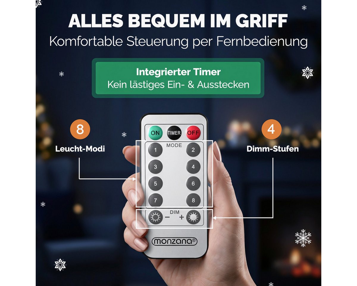 monzana Weihnachtsmann, 100 LEDs XXL 240cm für In-/Outdoor Timer 8 Leuchtfunktionen Dimmbar – Bild 4 von 5