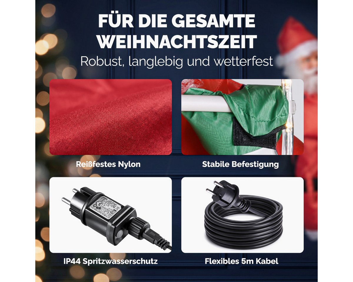 monzana Weihnachtsmann, 100 LEDs XXL 240cm für In-/Outdoor Timer 8 Leuchtfunktionen Dimmbar – Bild 5 von 5