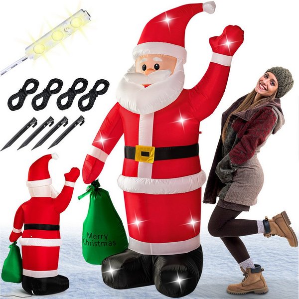 monzana Weihnachtsmann, Aufblasbarer XL 180cm LED Beleuchtet Befestigungsmaterial IP44 Außen