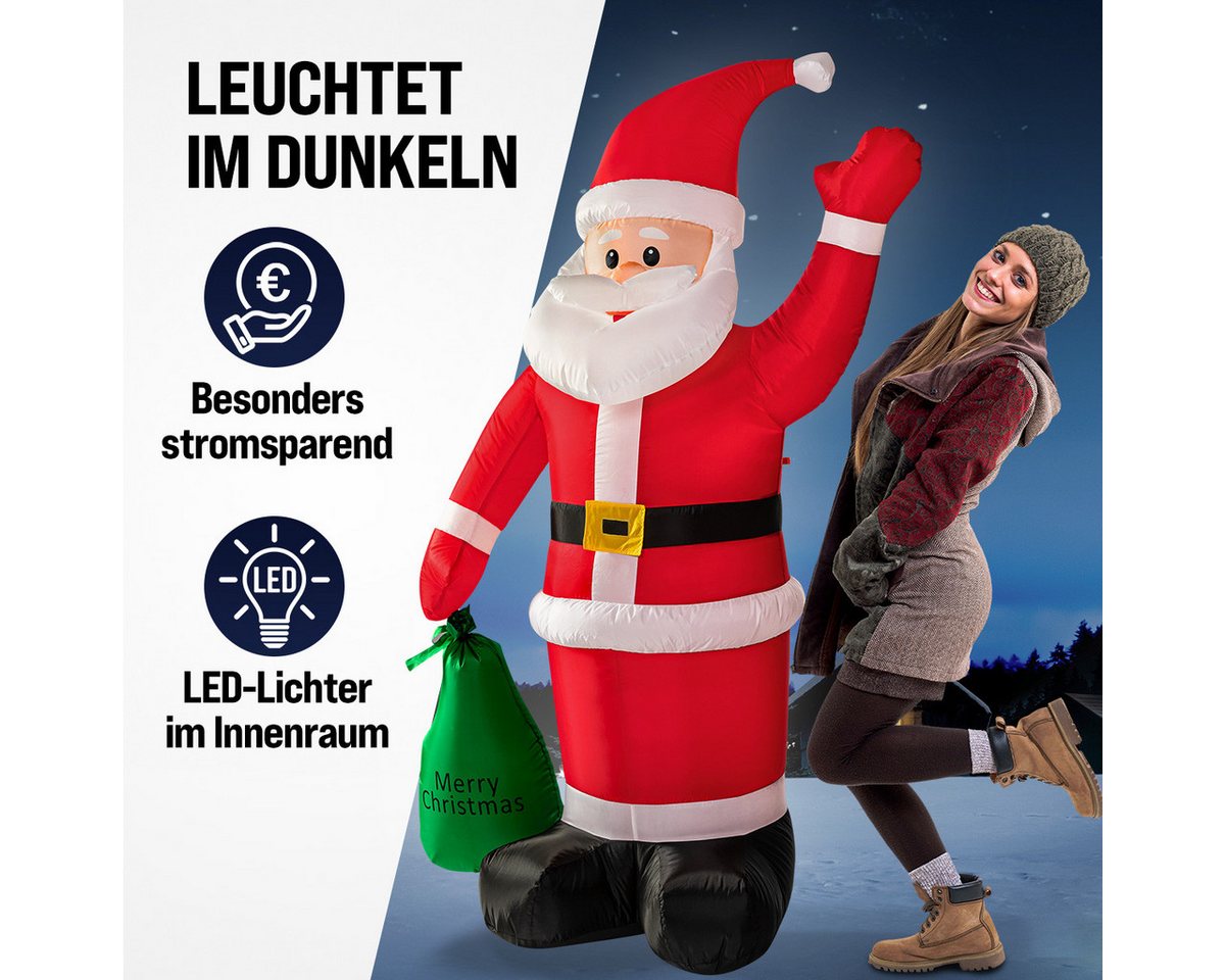 monzana Weihnachtsmann, Aufblasbarer XL 180cm LED Beleuchtet Befestigungsmaterial IP44 Außen – Bild 2 von 5