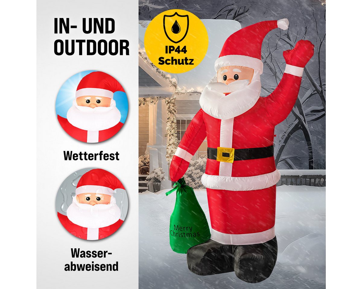 monzana Weihnachtsmann, Aufblasbarer XL 180cm LED Beleuchtet Befestigungsmaterial IP44 Außen – Bild 4 von 5