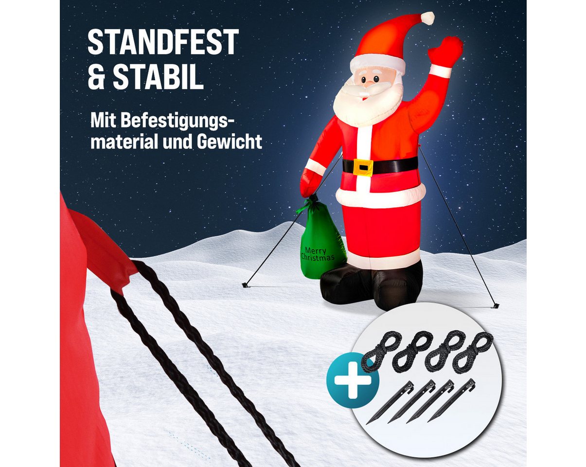 monzana Weihnachtsmann, Aufblasbarer XL 180cm LED Beleuchtet Befestigungsmaterial IP44 Außen – Bild 5 von 5