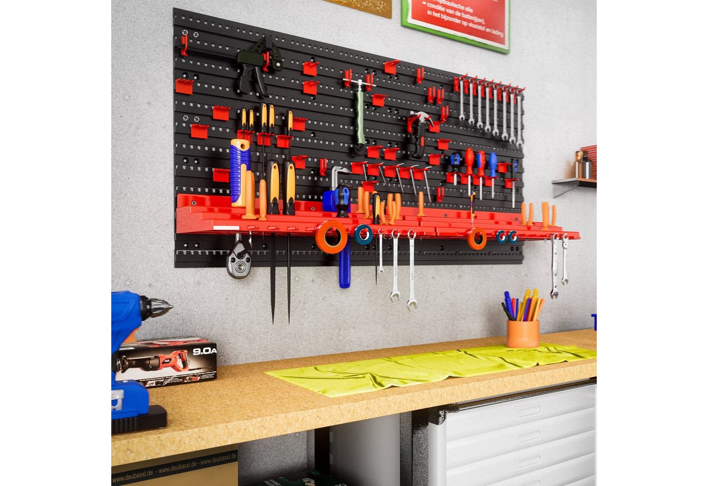 monzana Werkzeughalter, 95x54cm 54 tlg. 2 Wandplatten 50 Werkzeughaken erweiterbar Werkstatt – Bild 2 von 5