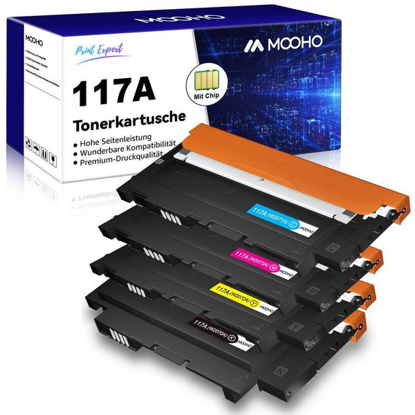 MOOHO Tonerpatrone Kompatible für HP 117A Toner Multipack, (4er-pack mit Chip Kompatibel für HP Color Laser MFP, 4-St), 178nwg 179fwg 178nw 179fnw Color Laser 1