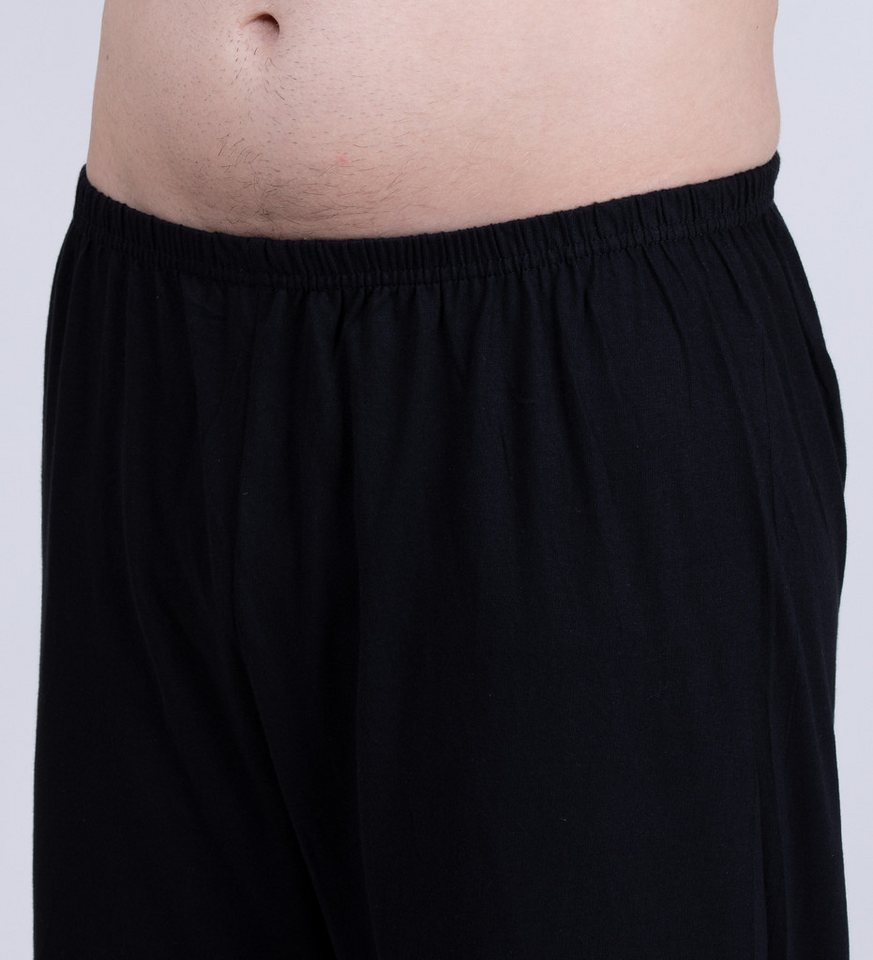 Moonline Pyjama Schlafanzug lang, 100% Baumwolle mit V-Ausschnitt und Streifen-Design – Bild 4 von 5