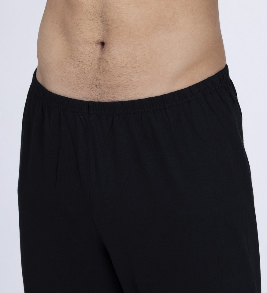 Moonline Pyjama Schlafanzug lang, 100% Baumwolle mit V-Ausschnitt und Streifen-Design – Bild 4 von 5