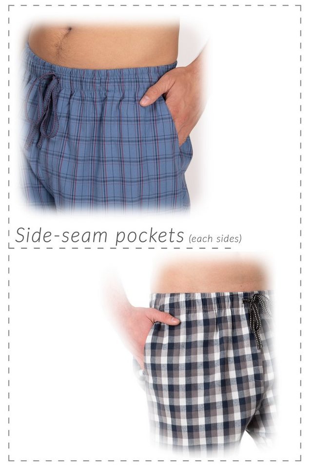 Moonline Schlafhose Herren Webhose Freizeithose Loungewear aus 100% Baumwolle – Bild 4 von 5