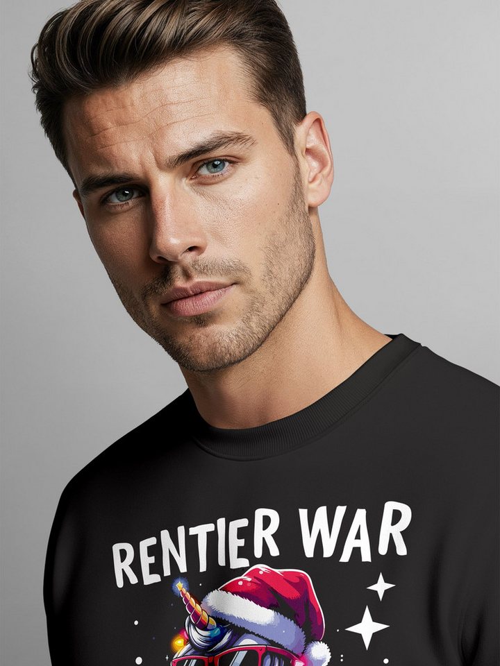 MoonWorks Sweatshirt Sweatshirt Herren Weihnachtspullover Lustig Rentier war ausverkauft – Bild 4 von 5
