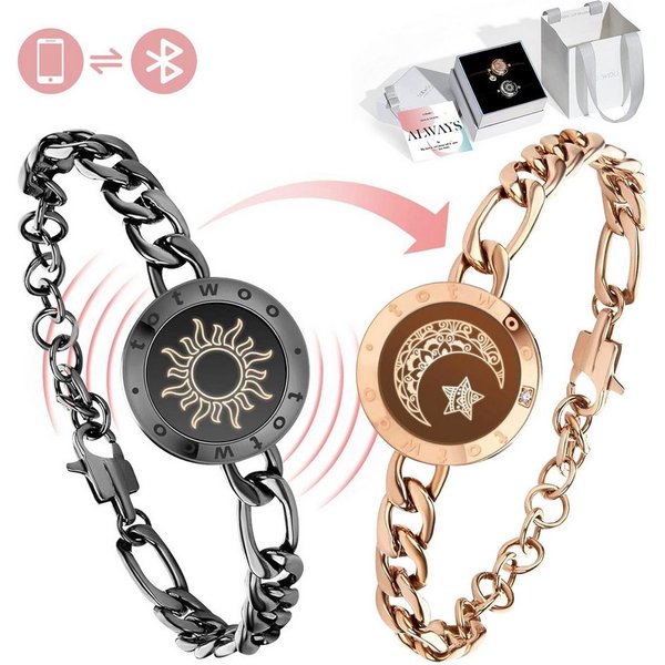 MOPUEA Bettelarmband Intelligentes Sensorarmband Armband Interaktives smart Paararmbänder (Bluetooth-Verbindung mit Vibration und Lichtsignal), Romantisches Des