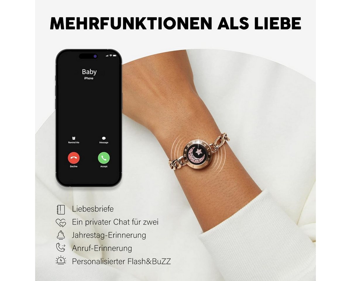 MOPUEA Bettelarmband Intelligentes Sensorarmband Armband Interaktives smart Paararmbänder (Bluetooth-Verbindung mit Vibration und Lichtsignal), Romantisches Des – Bild 3 von 5
