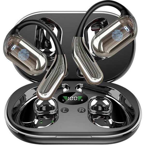 MOPUEA Bluetooth Kopfhörer Übersetzungs Kopfhörer Open-Ear-Kopfhörer Open-Ear-Kopfhörer (Clip-on Sport-Kopfhörer, Bluetooth 5.4, Offenes Ohrclip-Design, IPX7 Wa