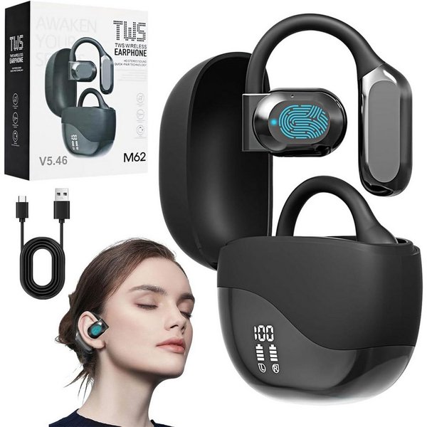 MOPUEA Bluetooth Kopfhörer Übersetzungs Kopfhörer Open-Ear-Kopfhörer Open-Ear-Kopfhörer (Clip-on Sport-Kopfhörer, Bluetooth 5.4, Offenes Ohrclip-Design, Echtzei