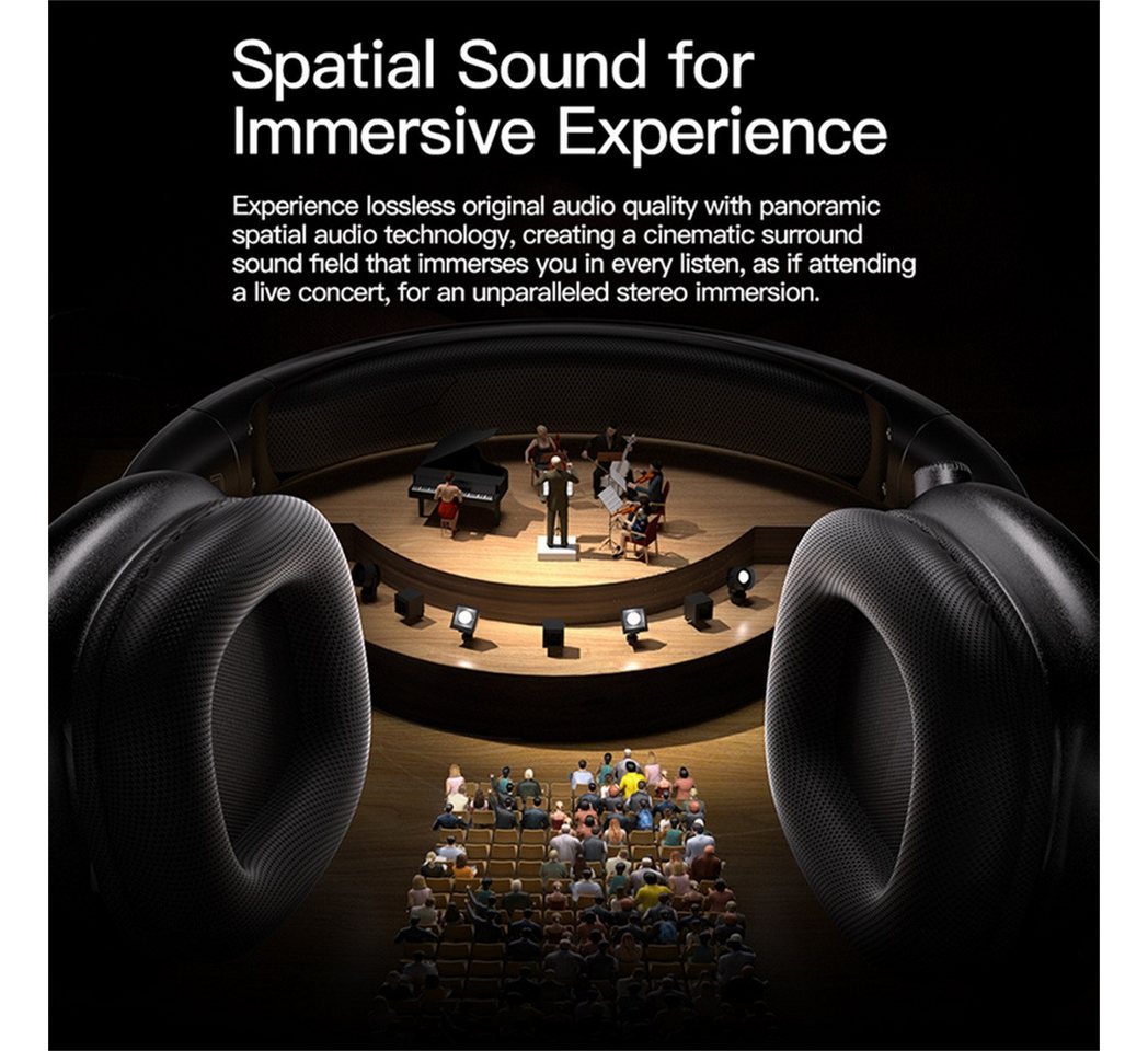 MOPUEA Bluetooth Over-Ear-Kopfhörer kabello Faltbare HiFi Stereo ENC Mikrofon Over-Ear-Kopfhörer (Spatial Audio ENC Mikrofon TF Karte faltbar leicht 170g) – Bild 5 von 5