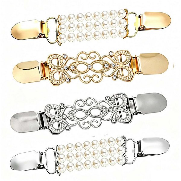 MOPUEA Broschen Set Vintage Broschen & Pullover Clips – 4er Set, kreativ & stilvoll (Schalklammern Set für Kleidung und Heimtextilien im Alltag, Clips für siche
