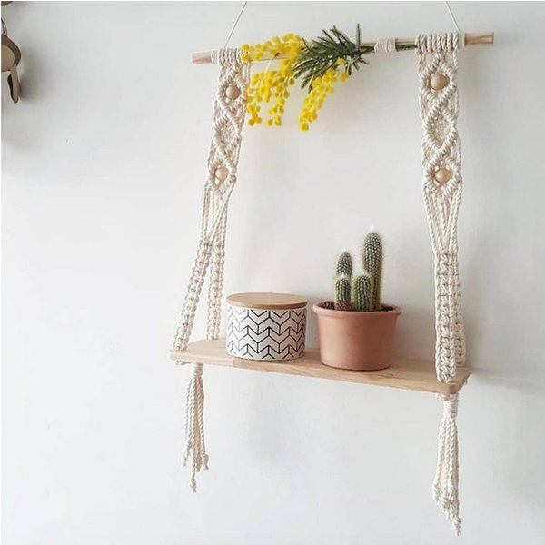 MOPUEA Deko-Wandregal Makramee Wandbehang, handgefertigt, Boho Wanddeko Tapisserie Wandkunst, Modern-Boho-Stil, Höhe: 600 mm 1-tlg., Innenbehang, Wohnung Dekora