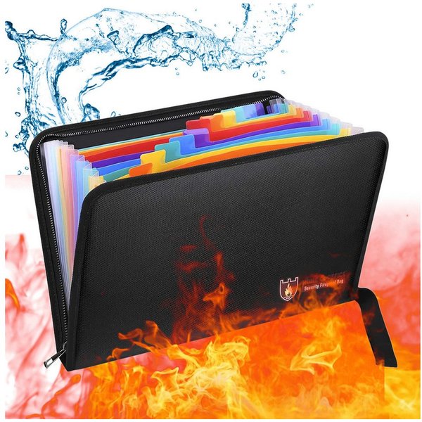 MOPUEA Dokumententasche Dokumentenmappe Papier Ordner Tragbares Akkordeon Fächermappe, Deckel (Feuerfeste Aufbewahrungstasche, 12 A4 Taschen, feuer- und wasserf
