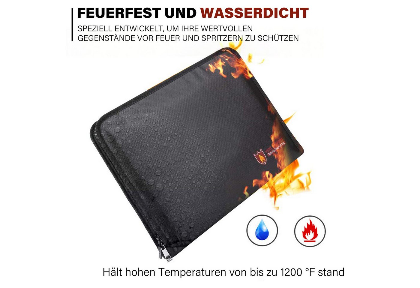 MOPUEA Dokumententasche Dokumentenmappe Papier Ordner Tragbares Akkordeon Fächermappe, Deckel (Feuerfeste Aufbewahrungstasche, 12 A4 Taschen, feuer- und wasserf – Bild 5 von 5