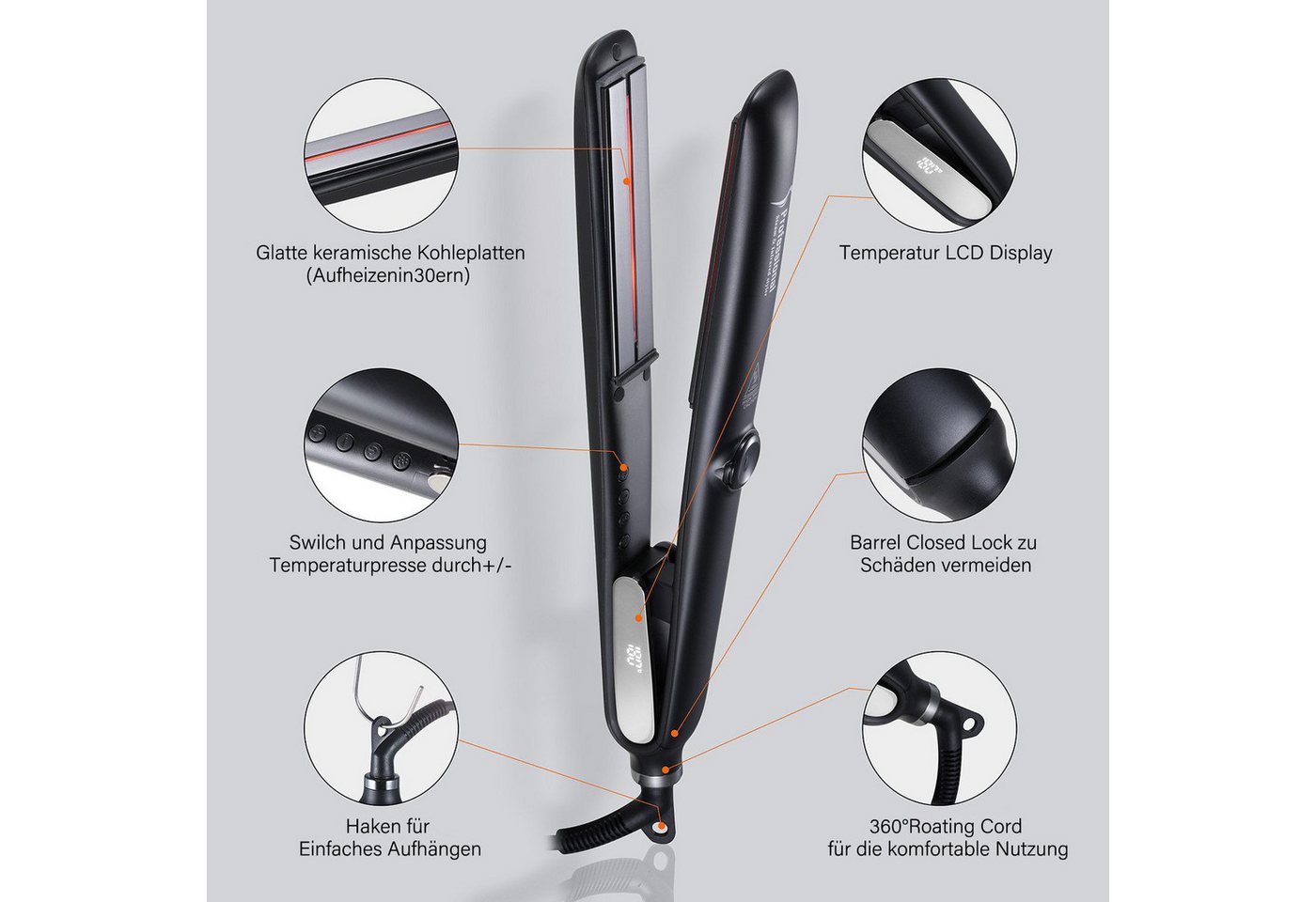 MOPUEA Glätteisen Dampf-Haarglätter, 2 in 1 Haarglätter und Lockenwickler, Geeignet für glatte, lockige und normale Haartypen, Keramischer Haarglätter mit einst – Bild 2 von 5