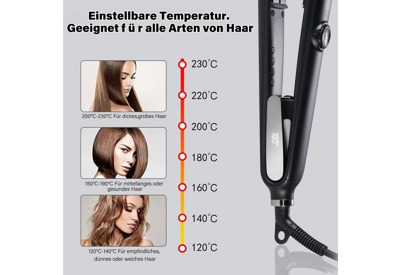 MOPUEA Glätteisen Dampf-Haarglätter, 2 in 1 Haarglätter und Lockenwickler, Geeignet für glatte, lockige und normale Haartypen, Keramischer Haarglätter mit einst – Bild 3 von 5