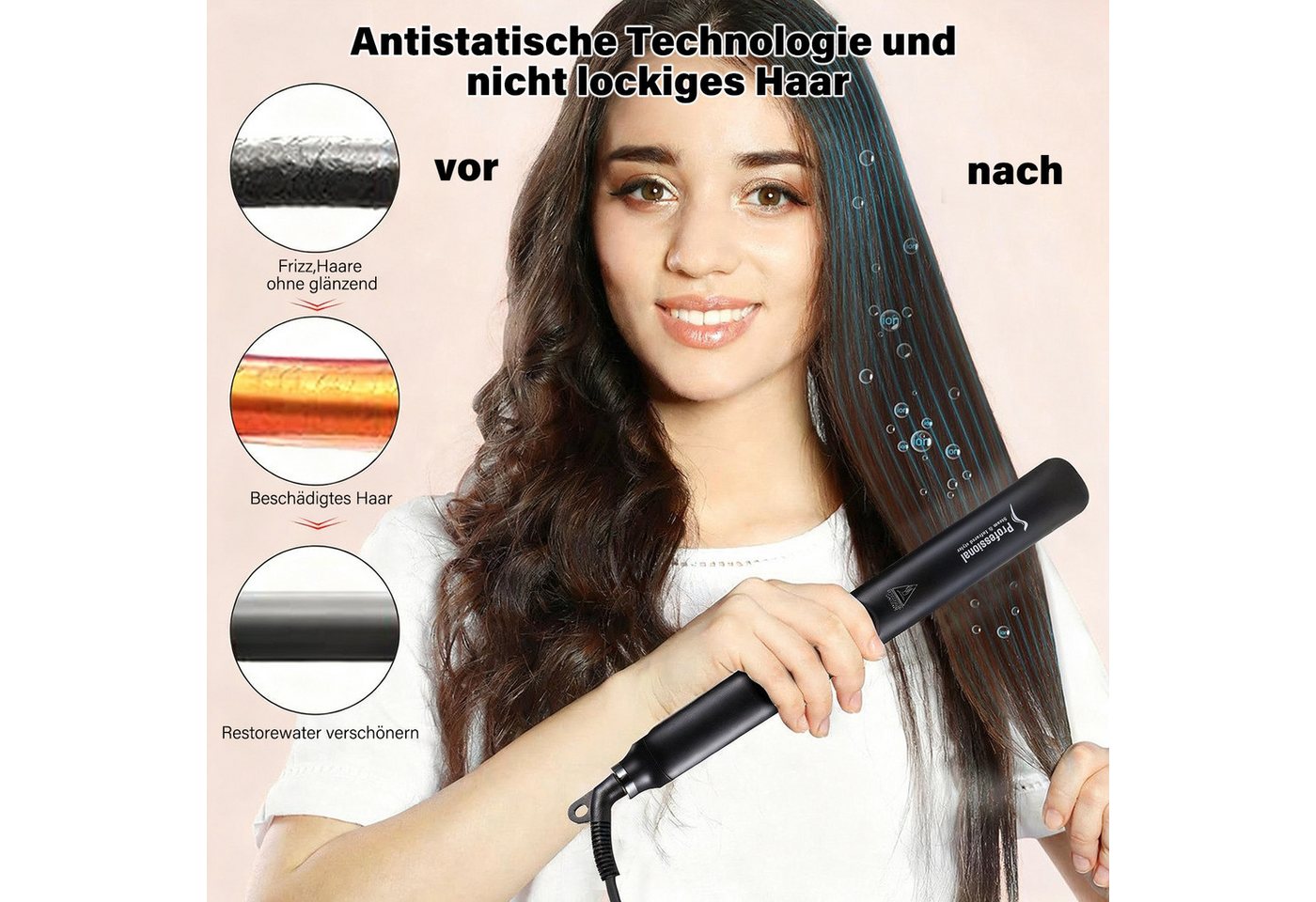 MOPUEA Glätteisen Dampf-Haarglätter, 2 in 1 Haarglätter und Lockenwickler, Geeignet für glatte, lockige und normale Haartypen, Keramischer Haarglätter mit einst – Bild 4 von 5