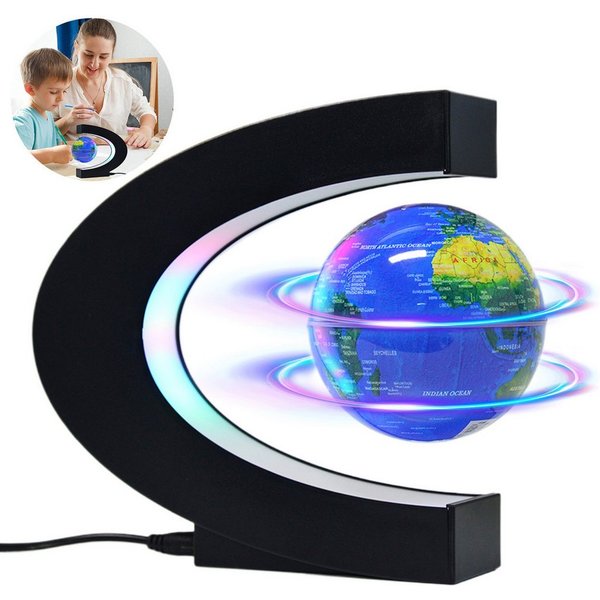 MOPUEA Globus Magnetische Schwebender Globus mit LED-Lichtern, (1-tlg), Schwebender Dekorationsglobus für Büro & Wohnzimmer