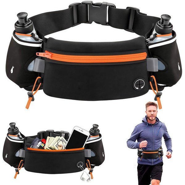 MOPUEA Laufgürtel Running Waist Pack, Laufgürtel mit Wasserflasche, Fitness (für Marathon, Laufen, Wandern, Radfahren, 1-St., Trinkgürtel, wasserdichte Hüfttasc