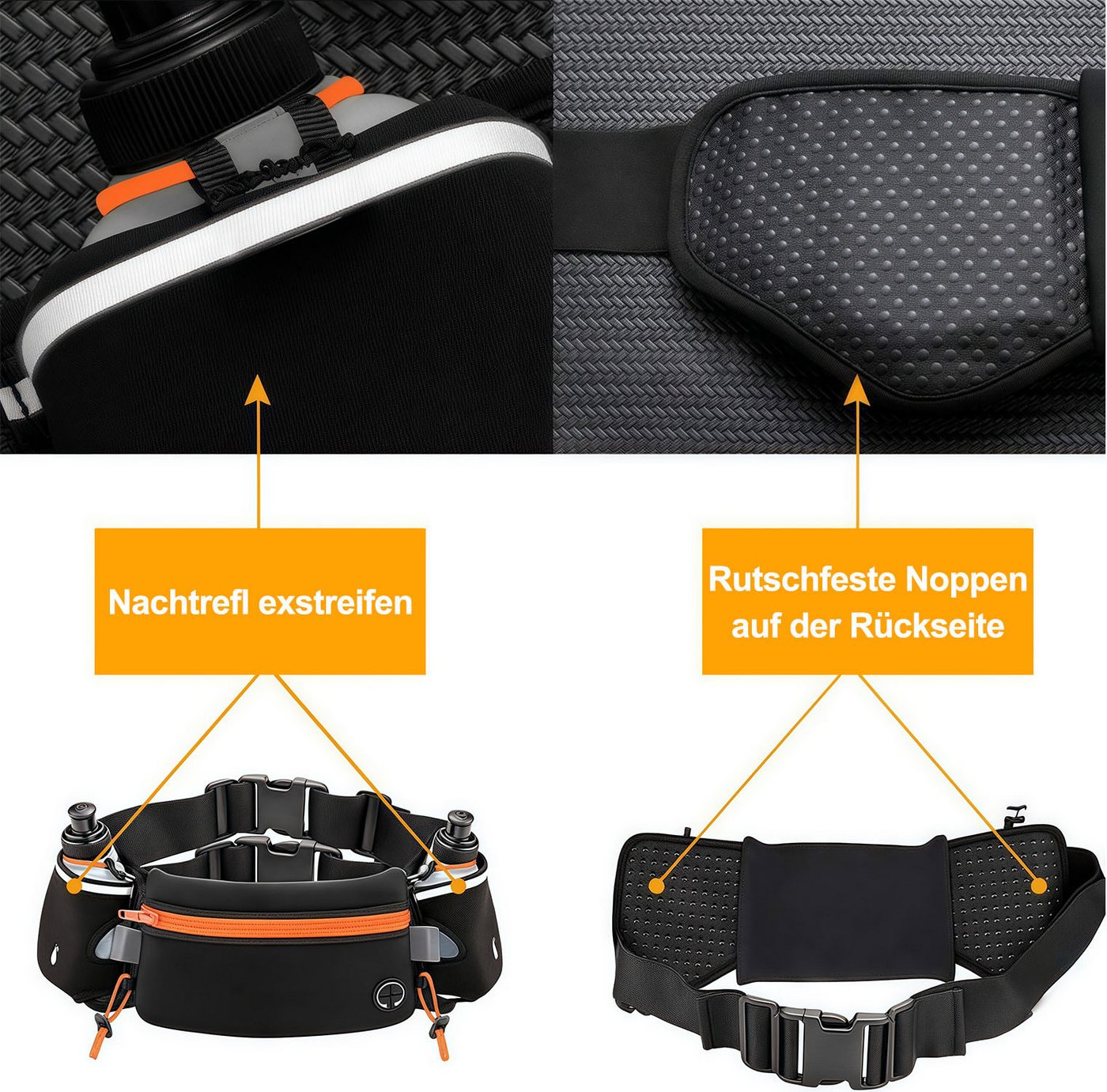 MOPUEA Laufgürtel Running Waist Pack, Laufgürtel mit Wasserflasche, Fitness (für Marathon, Laufen, Wandern, Radfahren, 1-St., Trinkgürtel, wasserdichte Hüfttasc – Bild 4 von 5