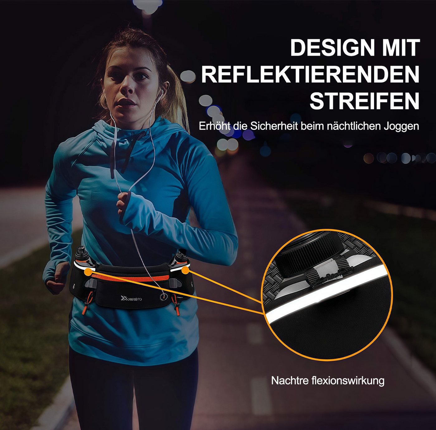 MOPUEA Laufgürtel Running Waist Pack, Laufgürtel mit Wasserflasche, Fitness (für Marathon, Laufen, Wandern, Radfahren, 1-St., Trinkgürtel, wasserdichte Hüfttasc – Bild 5 von 5