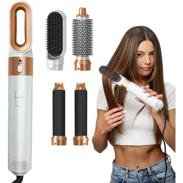 MOPUEA Lockenstab 5 in 1 Heißluftkamm,Warmluftbürste Set,Automatischer Lockenstab, Ionentechnik, mehrere Temperaturen, Auto-Off, leicht,reisefreundlich