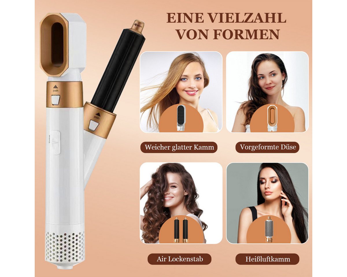 MOPUEA Lockenstab 5 in 1 Heißluftkamm,Warmluftbürste Set,Automatischer Lockenstab, Ionentechnik, mehrere Temperaturen, Auto-Off, leicht,reisefreundlich – Bild 4 von 5