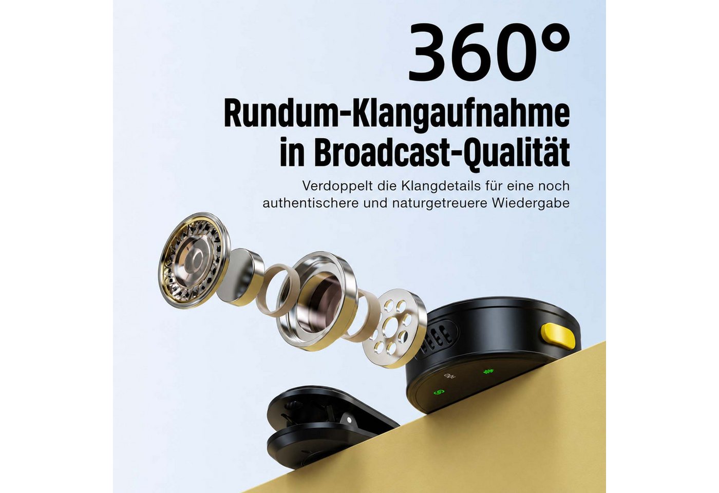 MOPUEA Mikrofon Kabelloses Lavalier Mikrofon Set mit Display & USB-C Empfänger (Mikrofon-Set), DSP-Rauschreduzierung, Display, Plug & Play, 2 Mikrofone – Bild 5 von 5