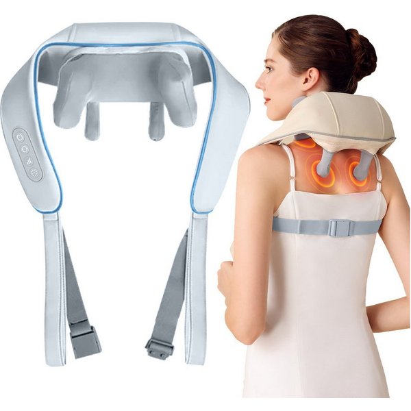 MOPUEA Nacken-Massagegerät 4D Shiatsu-Massagegerät Tiefenmassage mit Hand-Simulation, freihändig