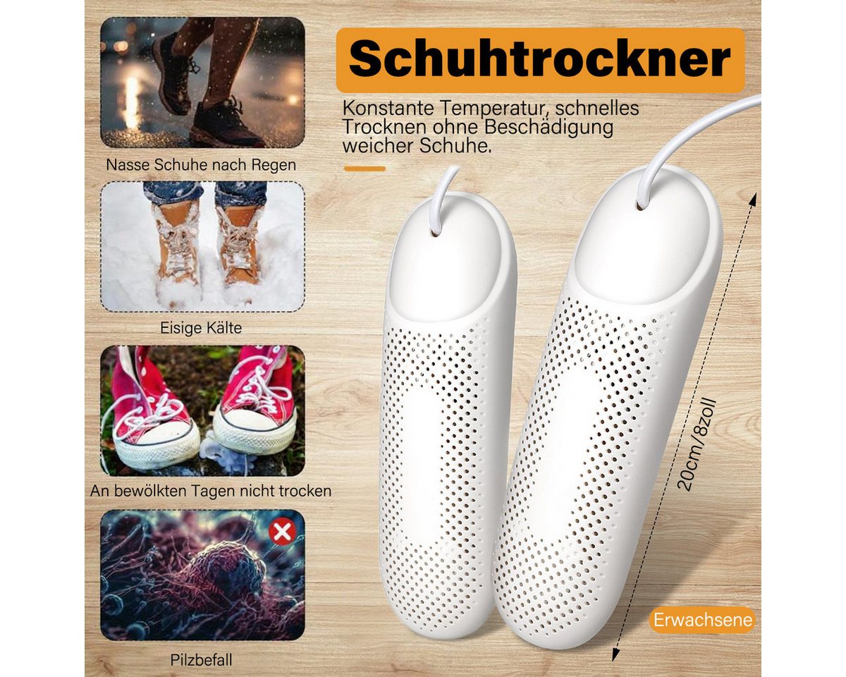 MOPUEA Schuhtrockner Elektrischer Schuhtrockner UV geruchsentfernend Tragbarer+3 Modi Timer, Flammhemmend, 360° Wärmeverteilung, 3 Timer-Modi, tragbar – Bild 5 von 5