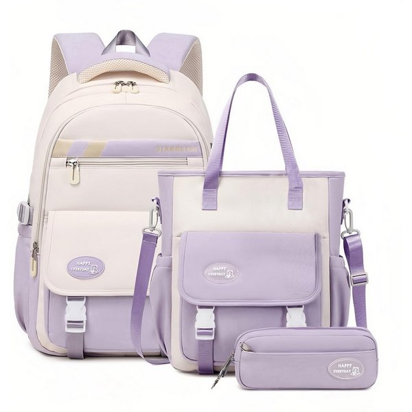 MOPUEA Schulrucksack Schulrucksack-Set 3-tlg Schultasche Wasserabweisend Viele Fächer