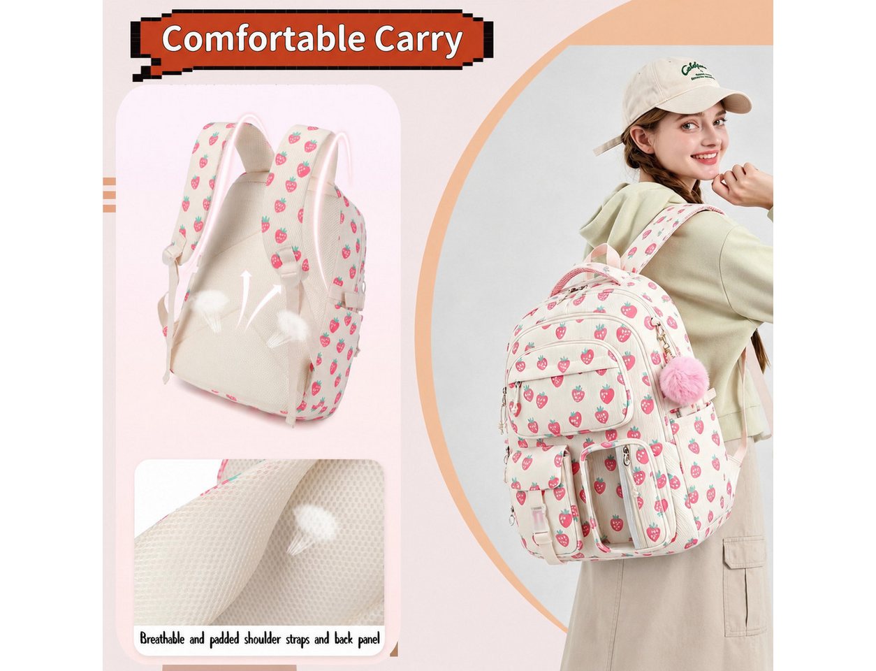 MOPUEA Schulrucksack Schulrucksack Set 3-tlg Wasserabweisend Ergonomisch mit Viele Fächer (3-teiliges Schulrucksack-Set für Schule, Freizeit und Reisen, 3-teili – Bild 5 von 5
