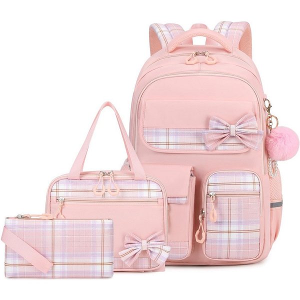 MOPUEA Schulrucksack Schulrucksack Set Schultasche 3-teilig mit Lunchtasche Federmappe (Set, 3-tlg., Atmungsaktiv Wasserabweisender), Leicht Schulrucksack Teena
