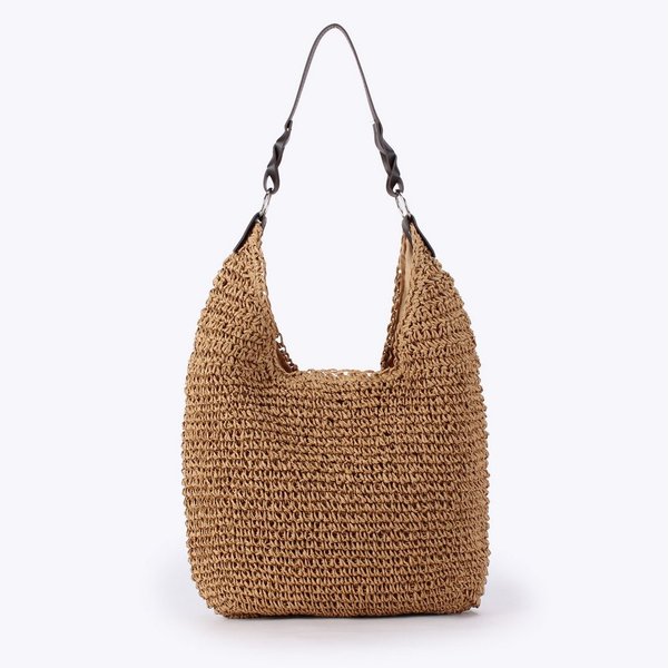 MOPUEA Strandtasche Strohtasche Strandtasche Großes Fassungsvermögen Mit Reißverschluss (Strandtasche Aus Geflochtenem Stroh Mit Reißverschluss, Ideal Für Stran