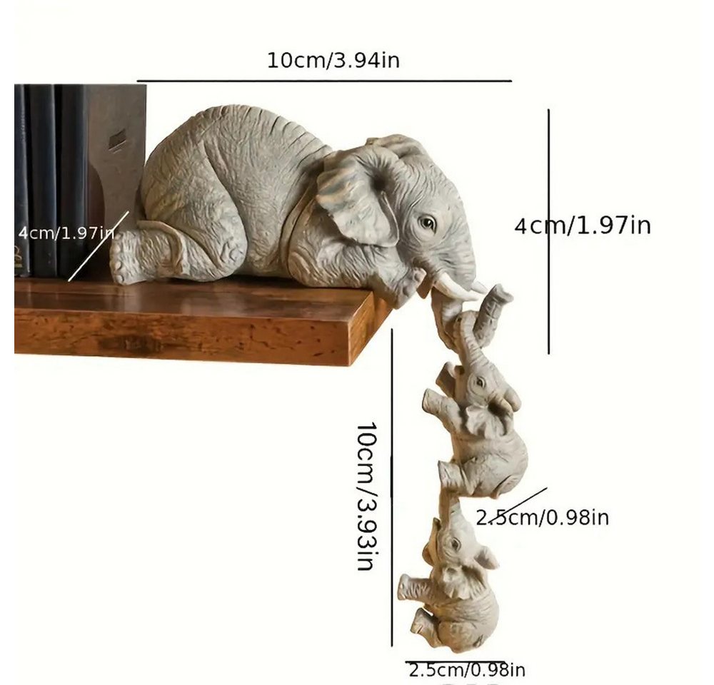 MOPUEA Tierfigur kleine Version Tierfigur Deko, Elefanten Deko, Elefant Statue Figure (3 St) – Bild 2 von 5