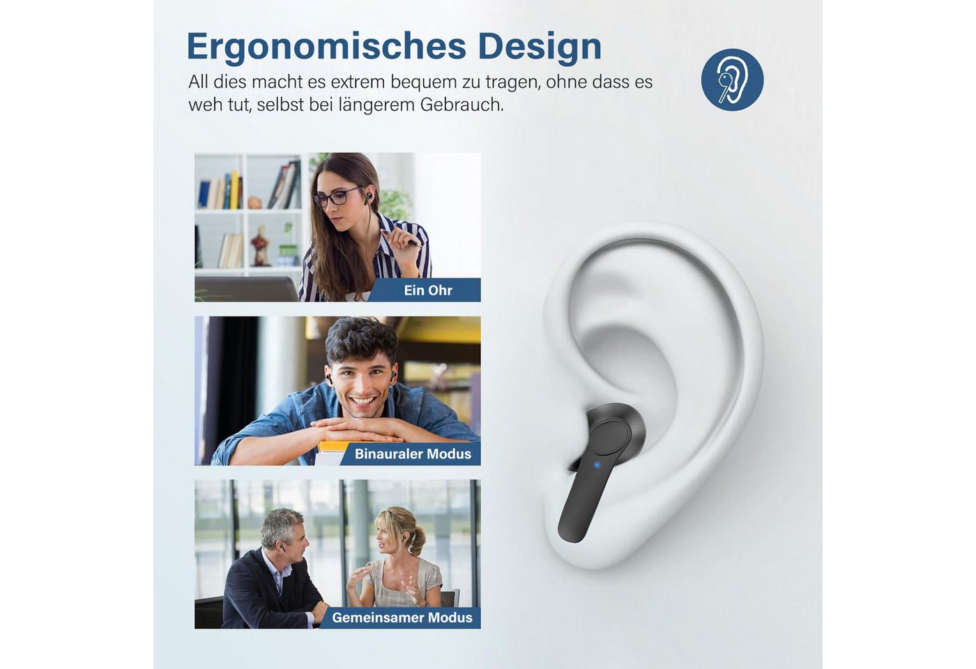 MOPUEA Übersetzungs Kopfhörer, Online Sprachübersetzer Ohrhörer Bluetooth Bluetooth-Kopfhörer (144 Sprachen und Akzente 0,5s Schnelle Übersetzung 4 Modi, Ohrhör – Bild 2 von 5