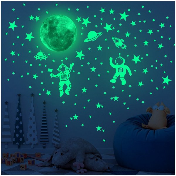 MOPUEA Wandtattoo Dekorative Wandaufkleber, Blumen Fenster Wandsticker Pflanzen/Sterne (Wanddeko Modern Leuchtsticker für Kinderzimmer Schlafzimmer Wohnzimmer, 