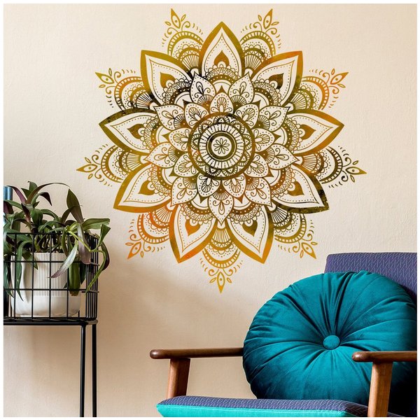 MOPUEA Wandtattoo Dekorative Wandaufkleber, Blumen Fenster Wandsticker Pflanzen/Sterne (Gold Wandtattoo Wanddeko für Kinderzimmer Schlafzimmer Wohnzimmer, 1 St)