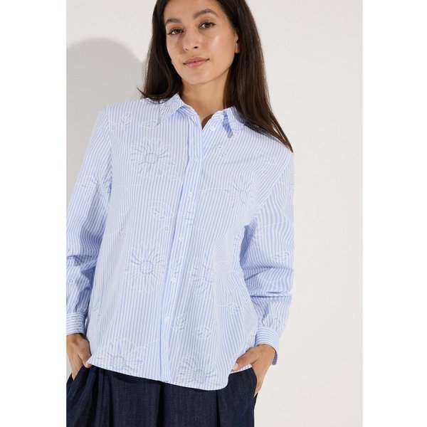 MORE&MORE Langarmbluse feminine Bluse, Streifen u. Blumendessin