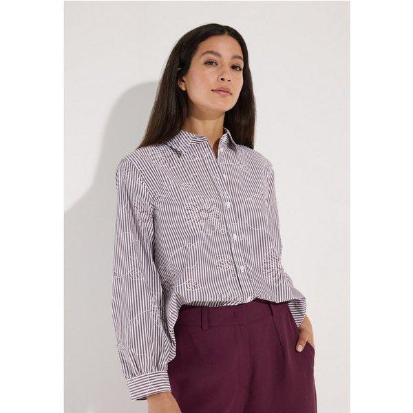 MORE&MORE Langarmbluse feminine Bluse, Streifen u. Blumendessin