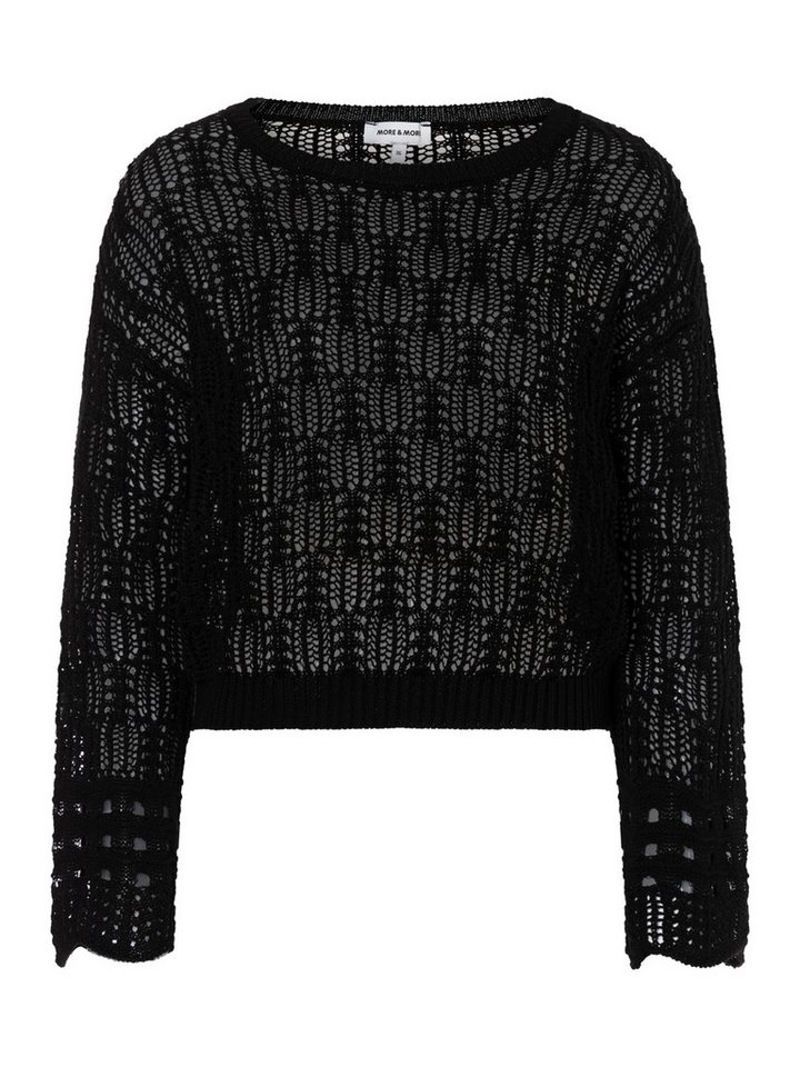 MORE&MORE Rundhalspullover kurzer, sommerlicher Lochstrickpullover – Bild 3 von 5