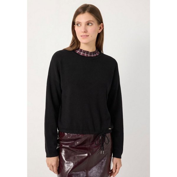 MORE&MORE Rundhalspullover lockerer Strickpullover, Tunnelzug