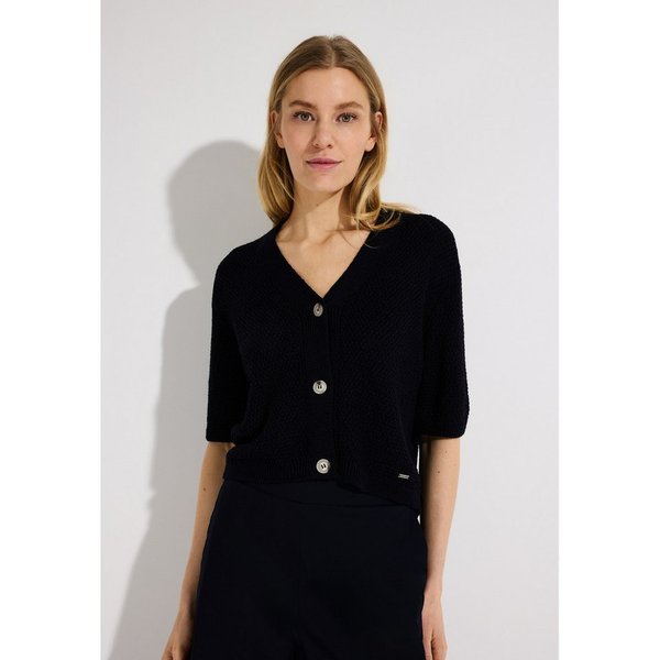 MORE&MORE Strickjacke kurze, shiny Struktur-Strickjacke