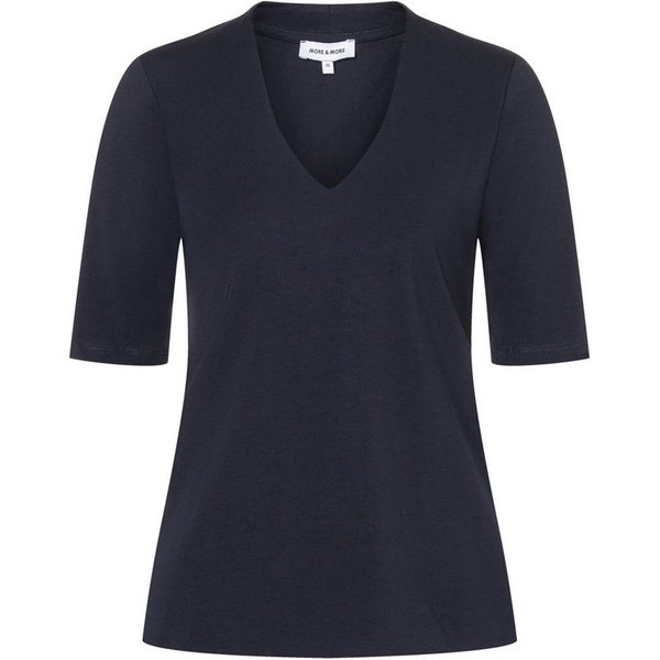 MORE&MORE T-Shirt elastisches Kurzarmshirt, V-Ausschnitt