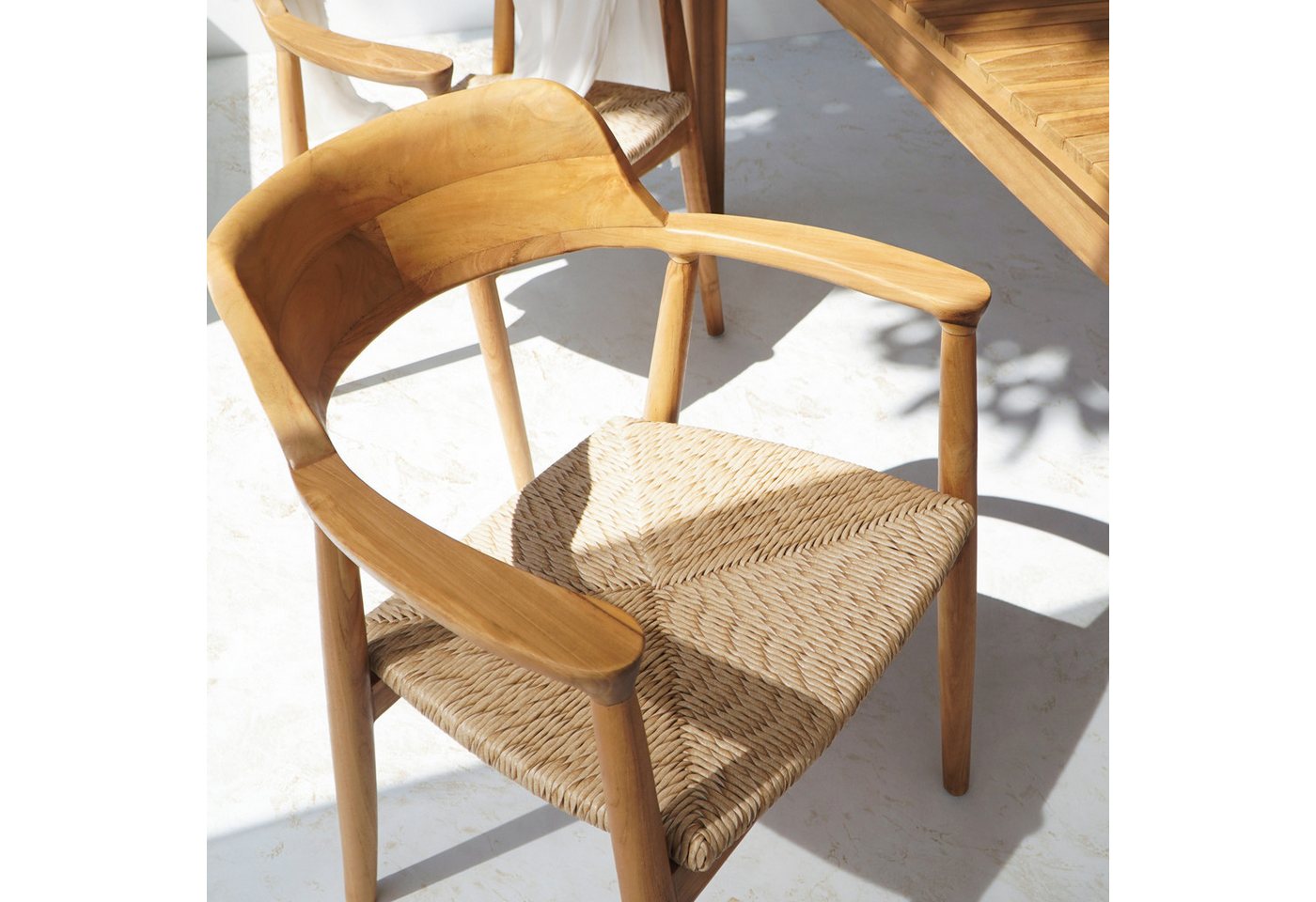 More2Home Gartenstuhl KENNEDY-2, Teak, Poly-Binsensitz – Bild 3 von 4